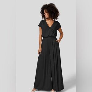 New Black Flowy Waffle Casual Halara Jumpsuit - L (12/14)